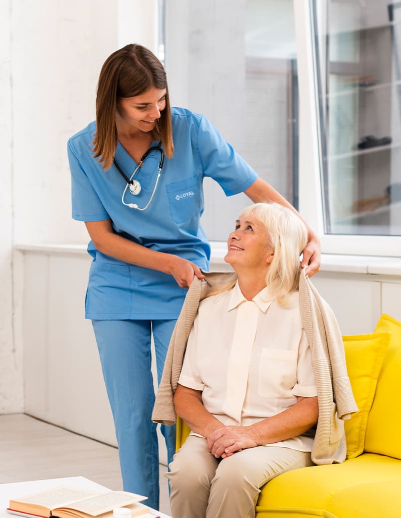 Professional home care services in Worcester, MA provided by Loyal Home Care Services caregiver assisting senior at home